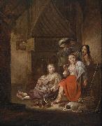 PALAMEDESZ, Antonie Baerliches Interieur mit Figuren an einer Feuerstelle oil painting